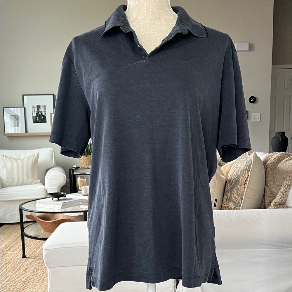 Theory Classic Men's Short-Sleeve Polo Shirt - Slate Black Navy